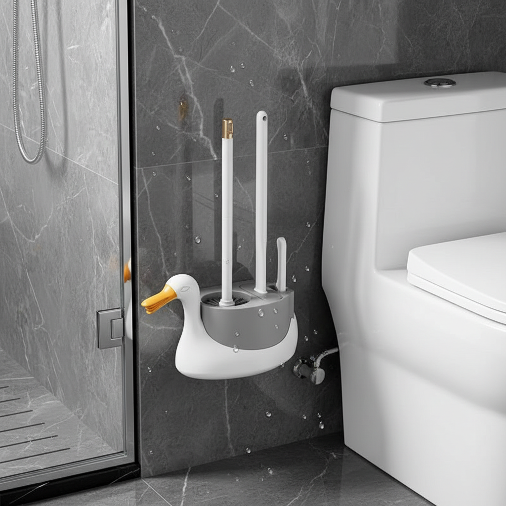 3-In-1 Swan Toilet Brush Wall Rack